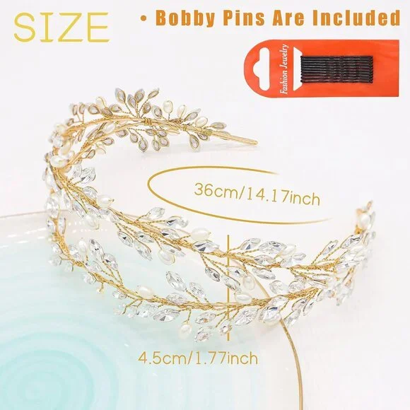Bridal Crystal Headbands Double Layer Wedding Headdress Gold Wedding Headpieces
